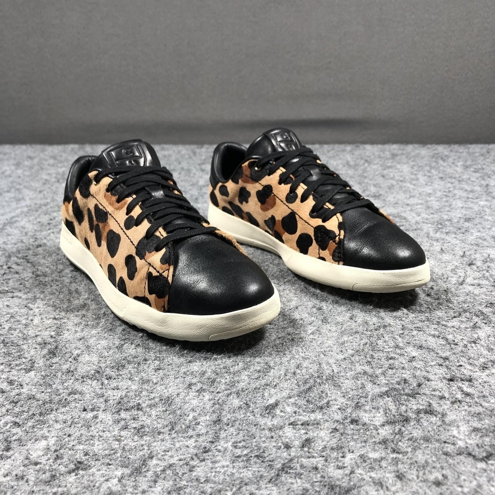 Cole Haan GrandPro Sneakers Womens 7.5 Black Leopard Haircalf W17749 EUC